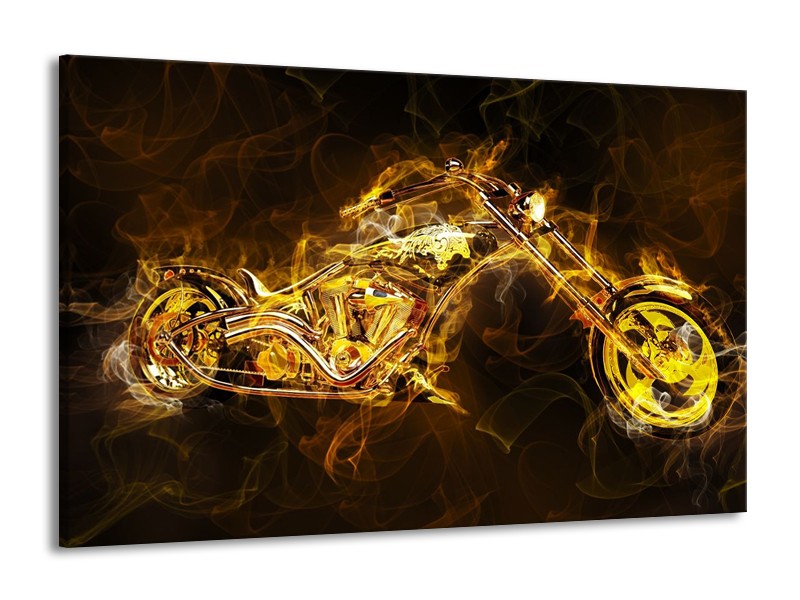 Canvas schilderij Motor | Geel, Wit, Groen | 140x90cm 1Luik