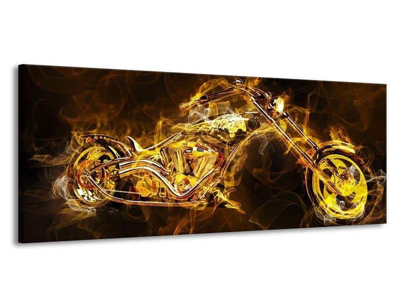 Canvas schilderij Motor | Geel, Wit, Groen | 145x58cm 1Luik