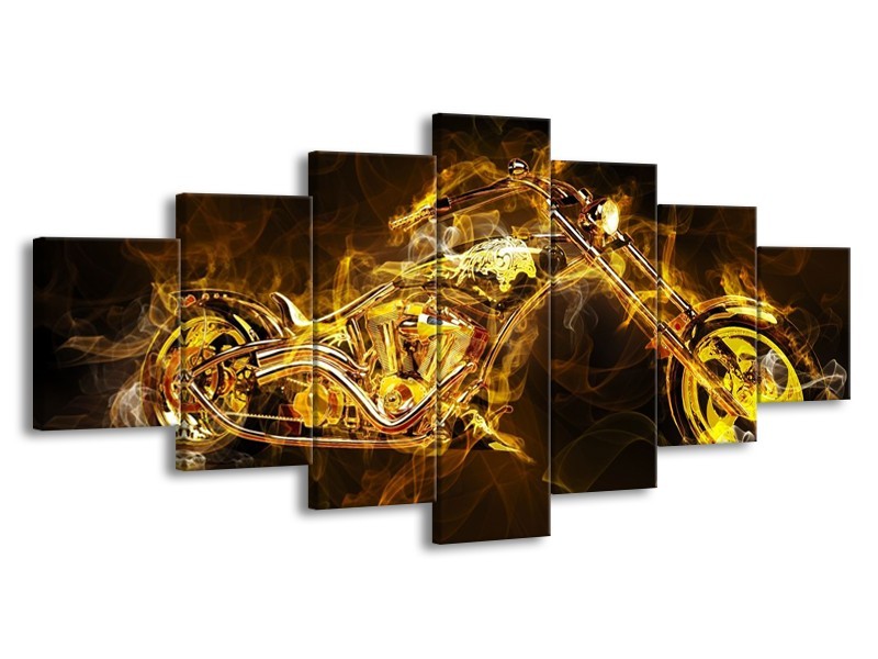 Glas schilderij Motor | Geel, Wit, Groen | 210x100cm 7Luik