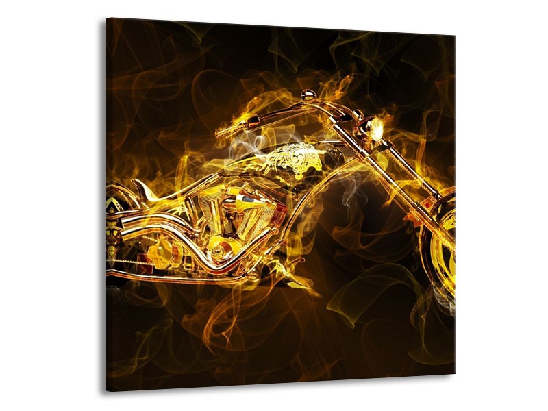 Canvas schilderij Motor | Geel, Wit, Groen | 50x50cm 1Luik