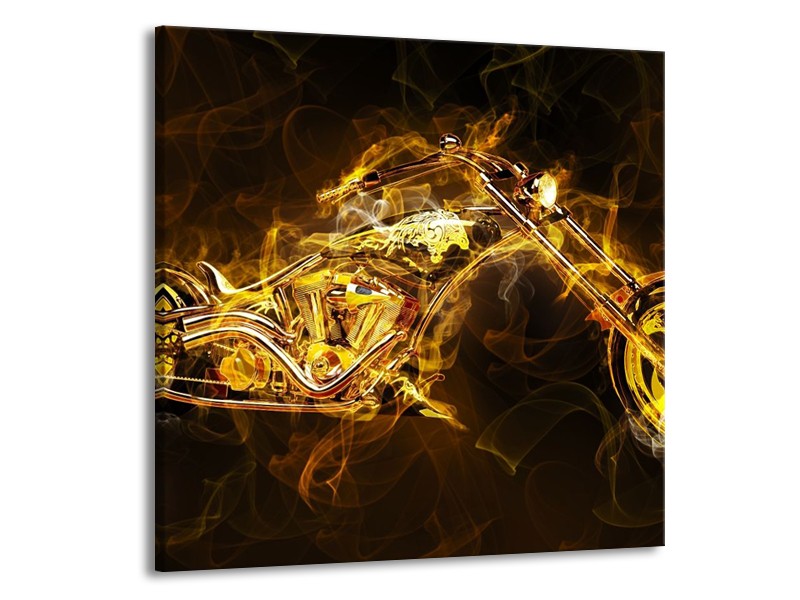 Canvas schilderij Motor | Geel, Wit, Groen | 70x70cm 1Luik