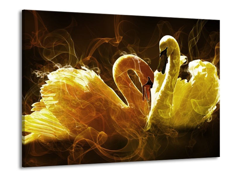 Canvas schilderij Zwaan | Geel, Wit, Groen | 100x70cm 1Luik