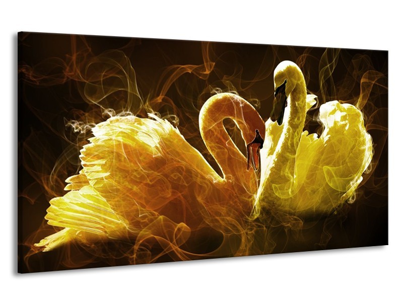 Canvas schilderij Zwaan | Geel, Wit, Groen | 190x100cm 1Luik