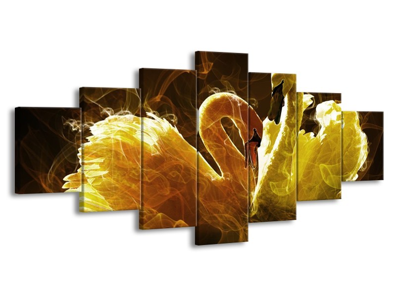 Glas schilderij Zwaan | Geel, Wit, Groen | 210x100cm 7Luik