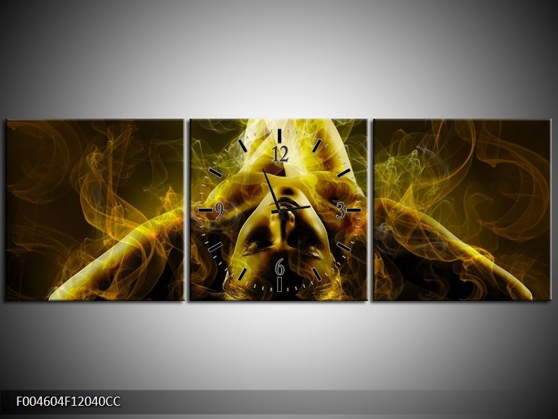 Klok schilderij Lichaam | Geel, Wit, Groen | 120x40cm 3Luik