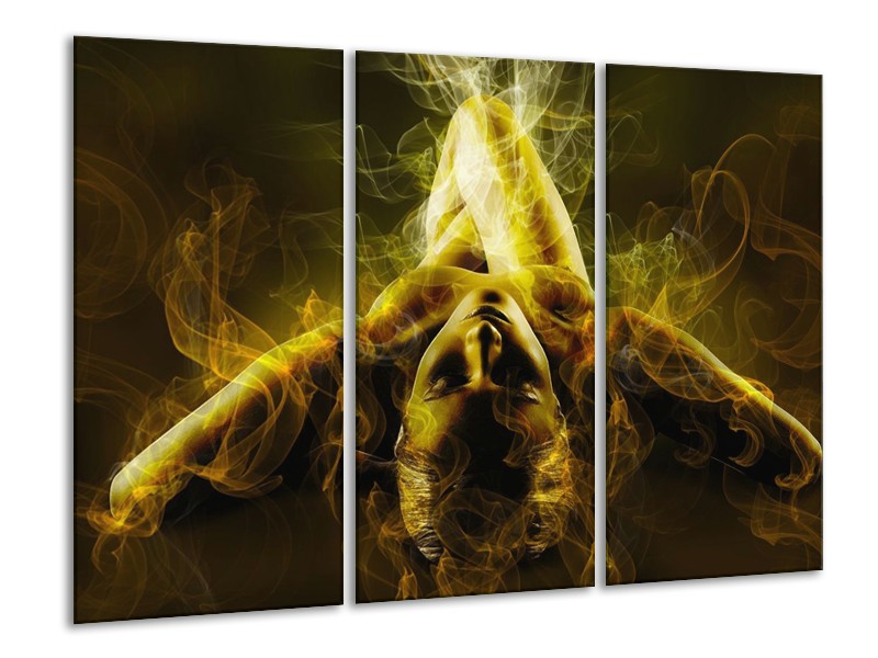 Canvas schilderij Lichaam | Geel, Wit, Groen | 120x80cm 3Luik