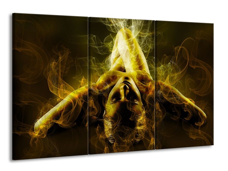 Canvas schilderij Lichaam | Geel, Wit, Groen | 165x100cm 3Luik