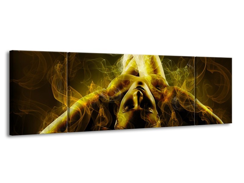 Canvas schilderij Lichaam | Geel, Wit, Groen | 170x50cm 3Luik