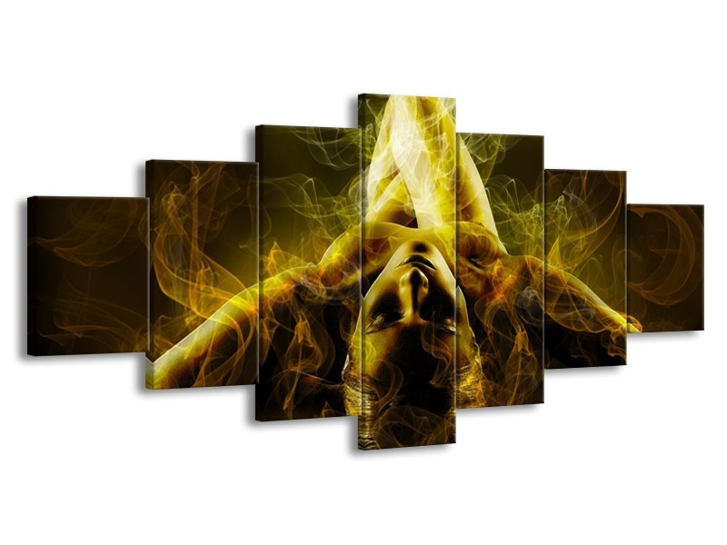 Glas schilderij Lichaam | Geel, Wit, Groen | 210x100cm 7Luik