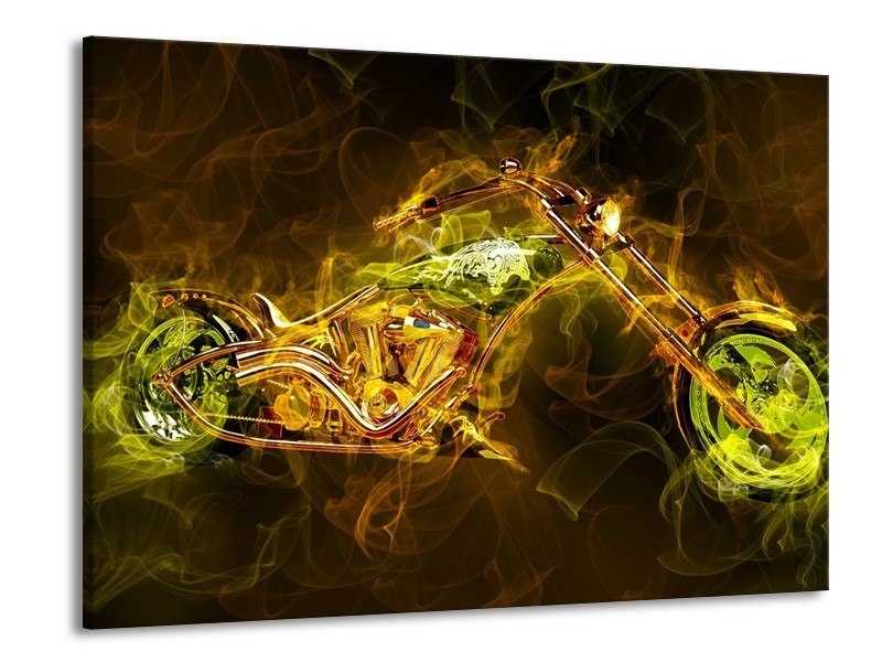 Canvas schilderij Motor | Geel, Wit, Groen | 100x70cm 1Luik
