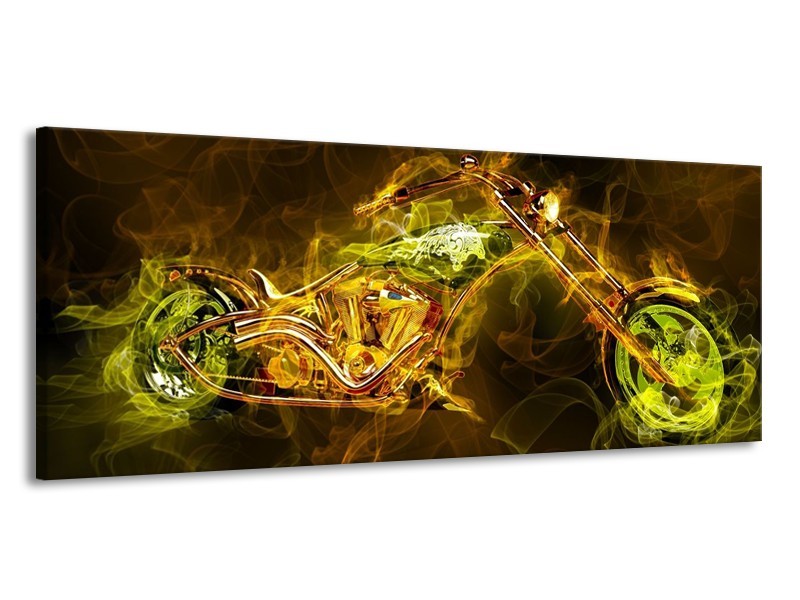 Canvas schilderij Motor | Geel, Wit, Groen | 145x58cm 1Luik