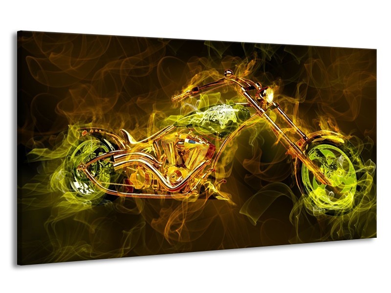 Canvas schilderij Motor | Geel, Wit, Groen | 190x100cm 1Luik