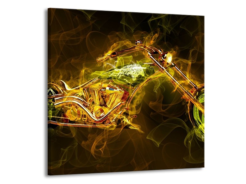 Glas schilderij Motor | Geel, Wit, Groen | 50x50cm 1Luik