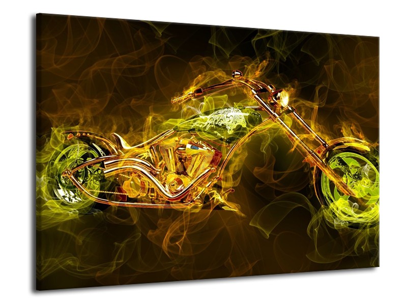 Glas schilderij Motor | Geel, Wit, Groen | 70x50cm 1Luik