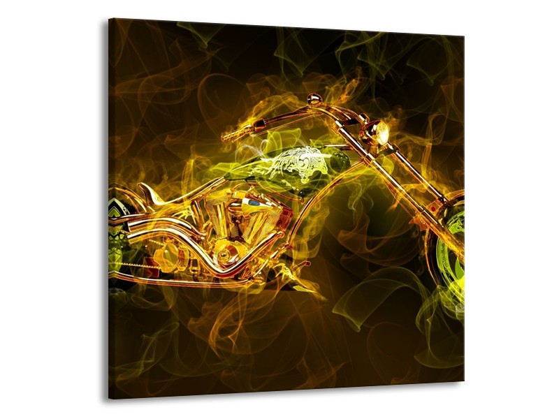 Canvas schilderij Motor | Geel, Wit, Groen | 70x70cm 1Luik