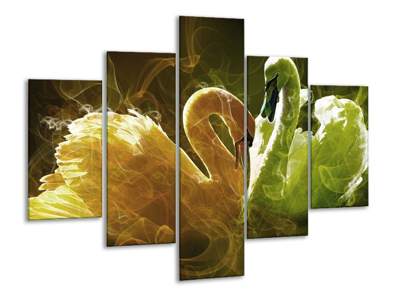 Glas schilderij Zwaan | Geel, Wit, Groen | 100x70cm 5Luik