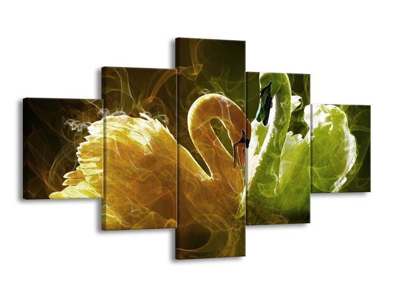 Glas schilderij Zwaan | Geel, Wit, Groen | 125x70cm 5Luik