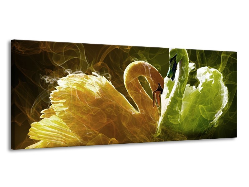 Canvas schilderij Zwaan | Geel, Wit, Groen | 145x58cm 1Luik