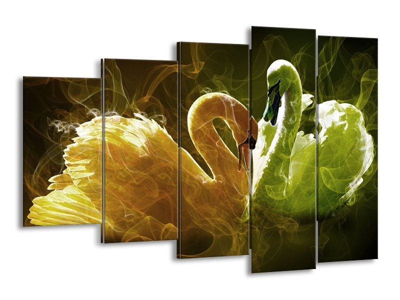 Glas schilderij Zwaan | Geel, Wit, Groen | 150x100cm 5Luik