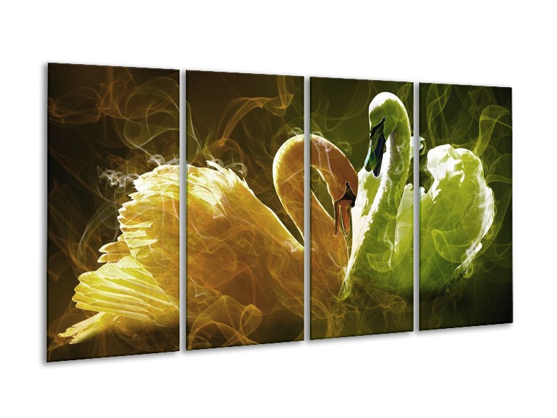 Glas schilderij Zwaan | Geel, Wit, Groen | 160x80cm 4Luik