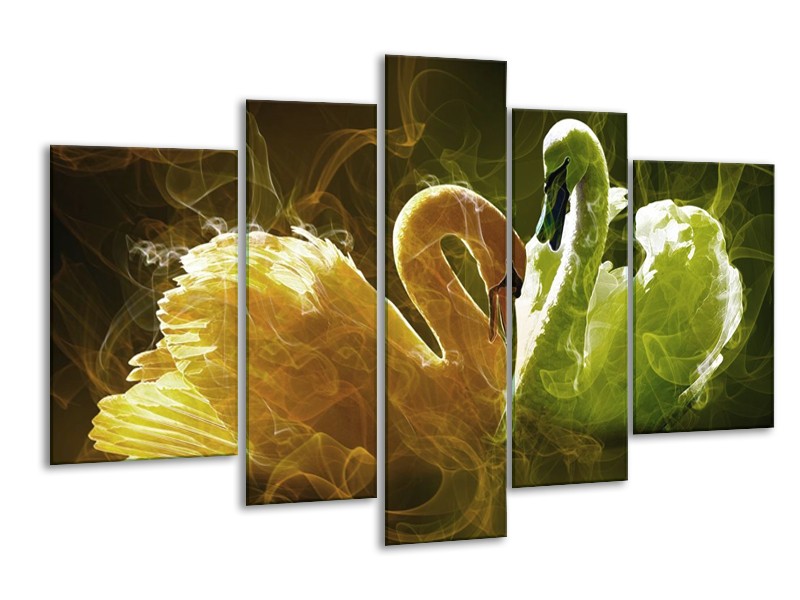 Glas schilderij Zwaan | Geel, Wit, Groen | 170x100cm 5Luik