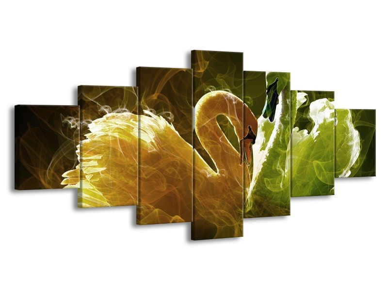 Glas schilderij Zwaan | Geel, Wit, Groen | 210x100cm 7Luik