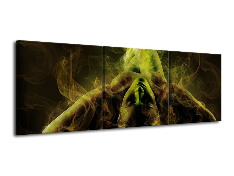 Glas schilderij Lichaam | Geel, Wit, Groen | 120x40cm 3Luik