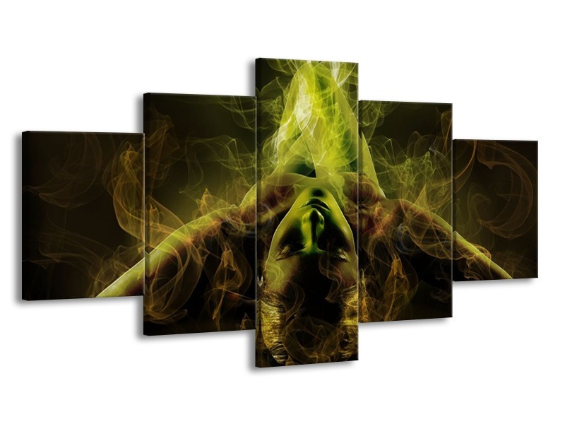 Glas schilderij Lichaam | Geel, Wit, Groen | 150x80cm 5Luik