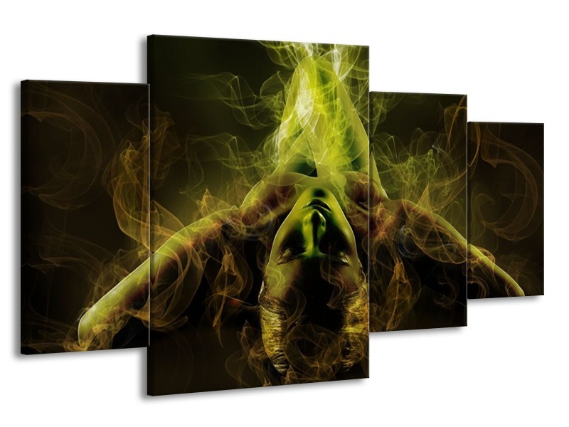 Canvas schilderij Lichaam | Geel, Wit, Groen | 160x90cm 4Luik