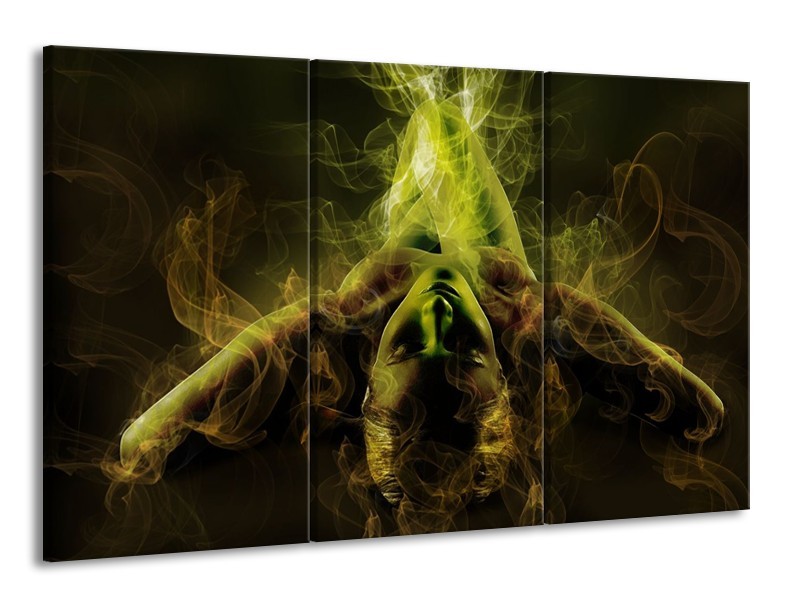 Canvas schilderij Lichaam | Geel, Wit, Groen | 165x100cm 3Luik