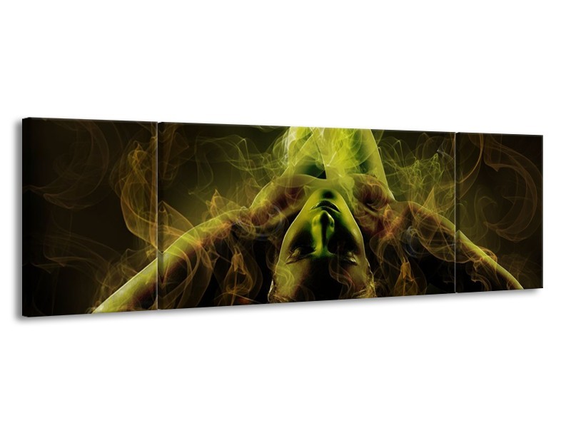 Canvas schilderij Lichaam | Geel, Wit, Groen | 170x50cm 3Luik