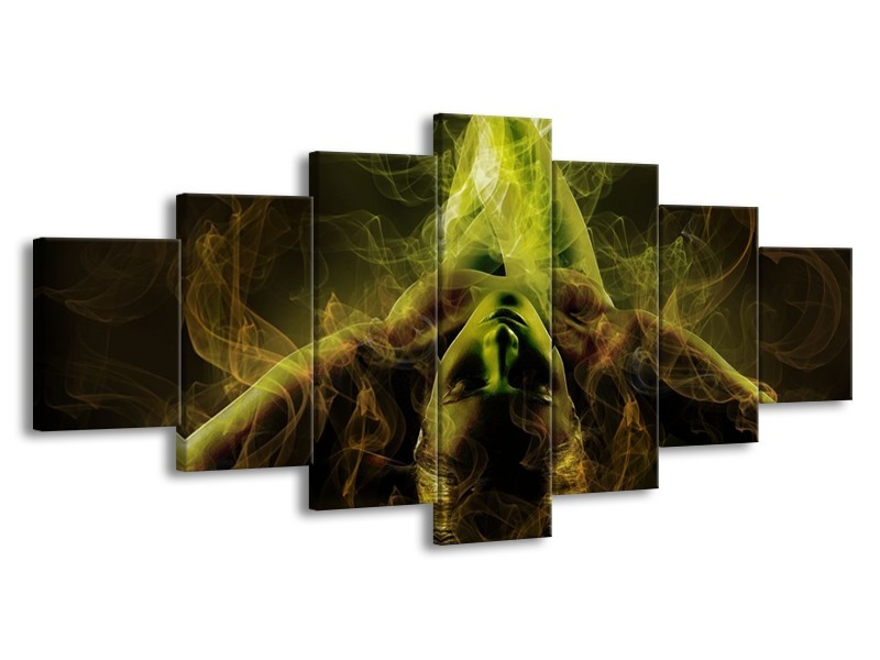 Glas schilderij Lichaam | Geel, Wit, Groen | 210x100cm 7Luik