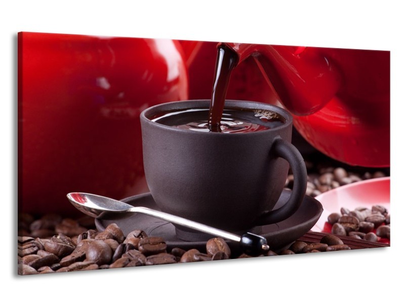 Canvas schilderij Koffie | Rood, Bruin, Wit | 190x100cm 1Luik
