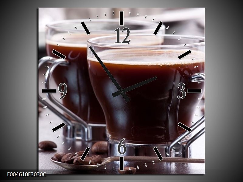 Klok schilderij Koffie | Bruin, Wit | 30x30cm 1Luik