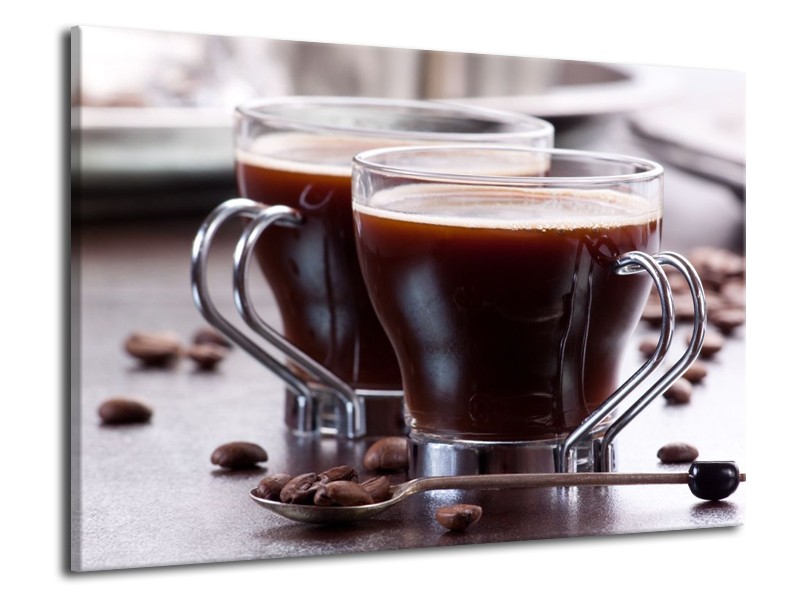 Canvas schilderij Koffie | Bruin, Wit | 70x50cm 1Luik