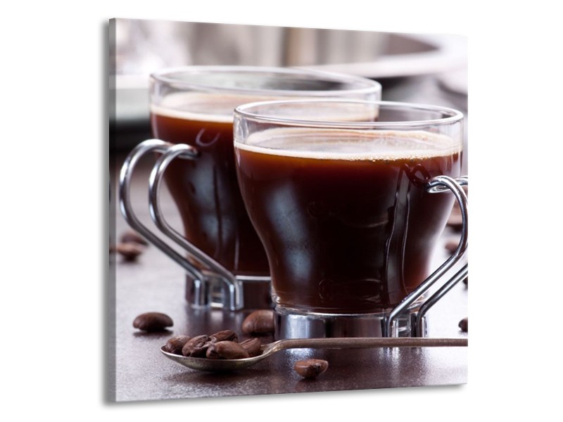 Canvas schilderij Koffie | Bruin, Wit | 70x70cm 1Luik