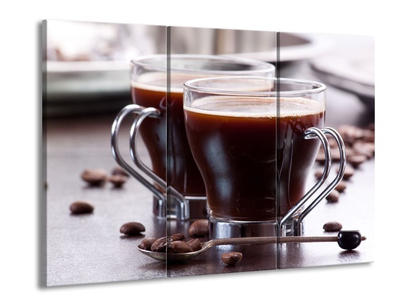 Canvas schilderij Koffie | Bruin, Wit | 90x60cm 3Luik