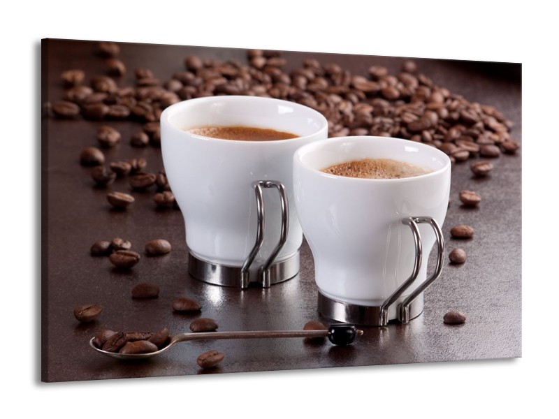 Canvas schilderij Koffie | Bruin, Wit | 140x90cm 1Luik