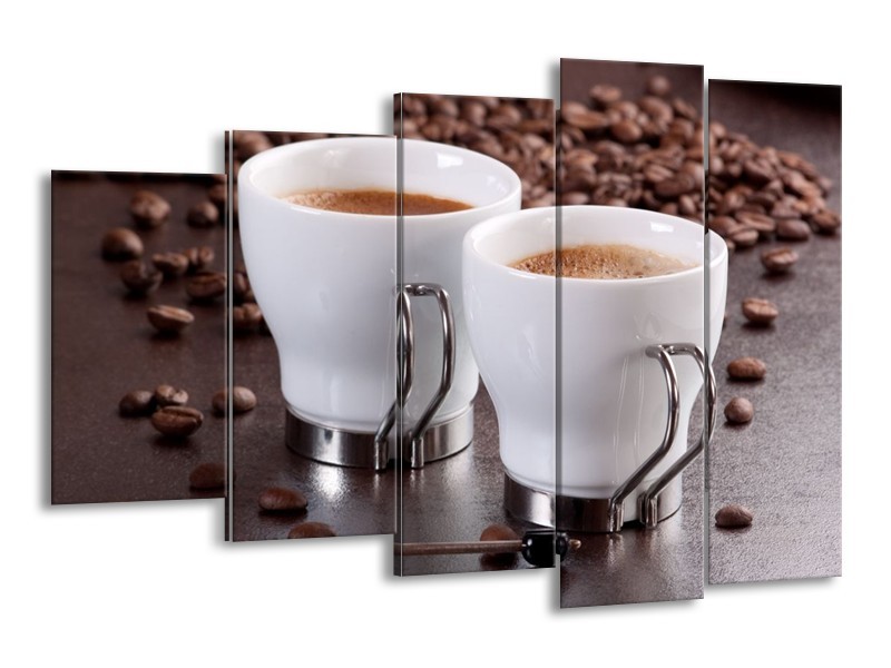 Canvas schilderij Koffie | Bruin, Wit | 150x100cm 5Luik