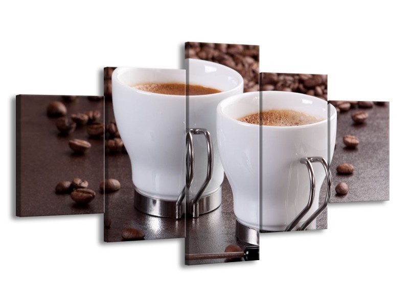 Canvas schilderij Koffie | Bruin, Wit | 150x80cm 5Luik