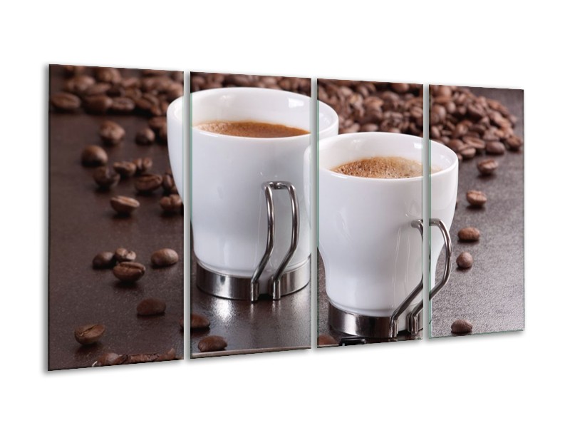Canvas schilderij Koffie | Bruin, Wit | 160x80cm 4Luik