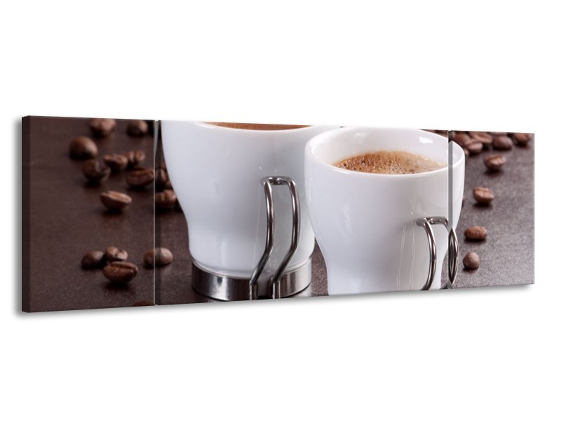 Canvas schilderij Koffie | Bruin, Wit | 170x50cm 3Luik