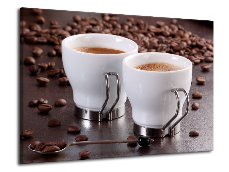 Canvas schilderij Koffie | Bruin, Wit | 70x50cm 1Luik