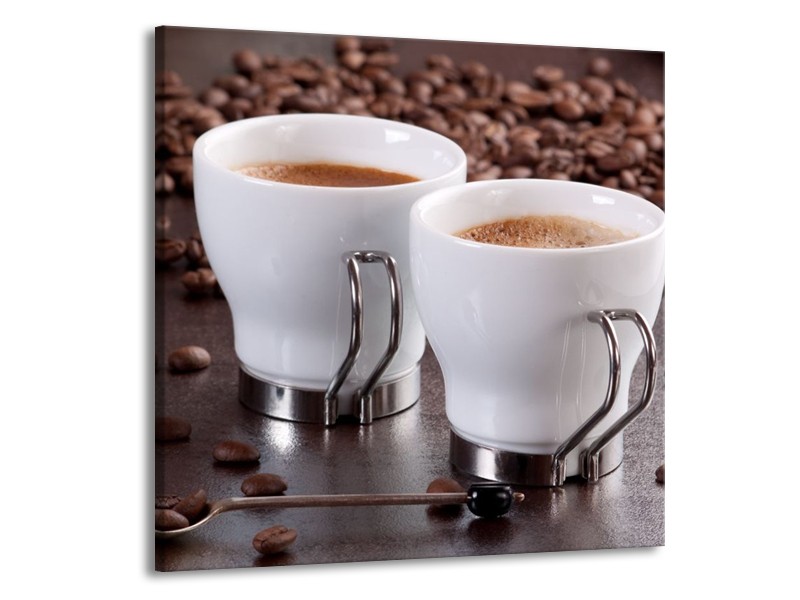 Canvas schilderij Koffie | Bruin, Wit | 70x70cm 1Luik