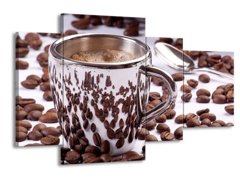 Canvas schilderij Koffie | Bruin, Wit | 120x75cm 4Luik