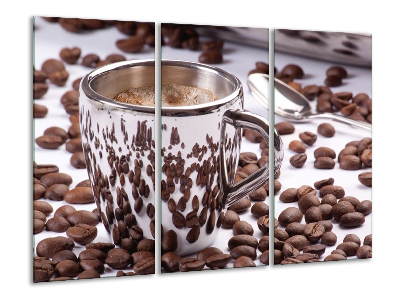 Canvas schilderij Koffie | Bruin, Wit | 120x80cm 3Luik