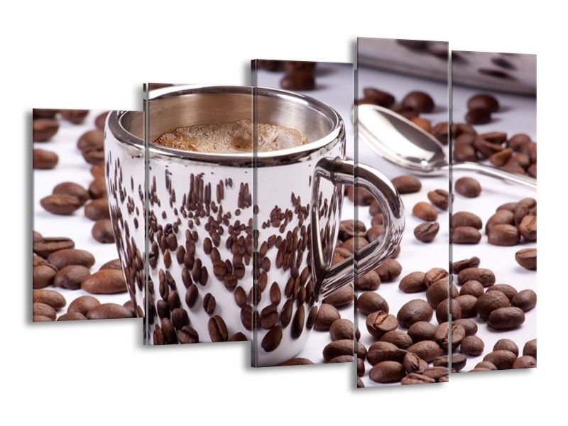 Canvas schilderij Koffie | Bruin, Wit | 150x100cm 5Luik