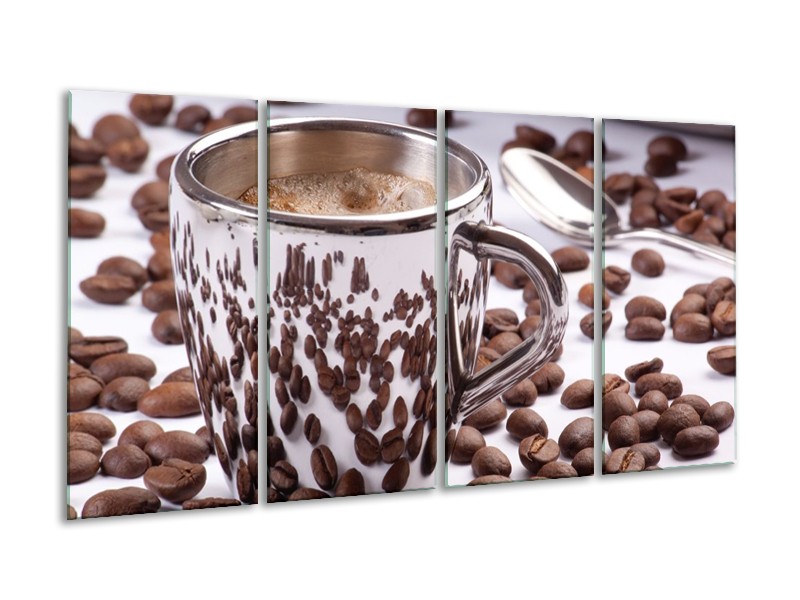 Canvas schilderij Koffie | Bruin, Wit | 160x80cm 4Luik