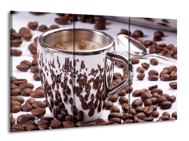 Canvas schilderij Koffie | Bruin, Wit | 165x100cm 3Luik