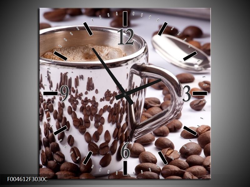 Klok schilderij Koffie | Bruin, Wit | 30x30cm 1Luik